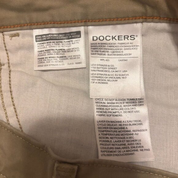 Dockers Trousers Pants Men's Straight Fit Casual Khaki Tan Beige Size W36/L30 - Picture 4 of 9